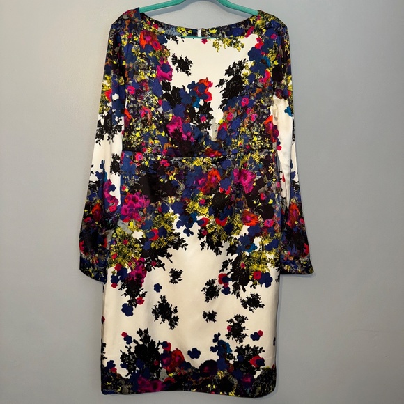 EUC Erdem Floral Silk Sheath Long Sleeve Dress Size 14 US - Picture 3 of 10